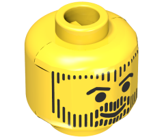 Minifigure, Head Beard with Beard, Hair, and Sideburns in Vertical Line Pattern - Blocked Open Stud