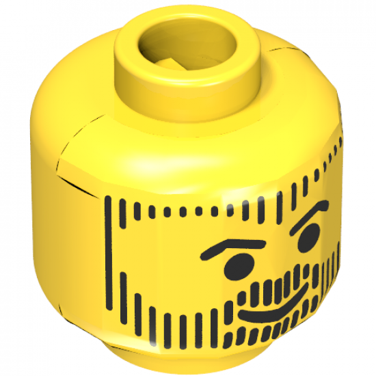 Minifigure, Head Beard with Beard, Hair, and Sideburns in Vertical Line Pattern - Blocked Open Stud