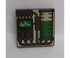 Tile 2 x 2 with Graduated Cylinder and Graph, Green Pattern