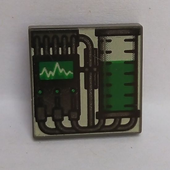 Tile 2 x 2 with Graduated Cylinder and Graph, Green Pattern