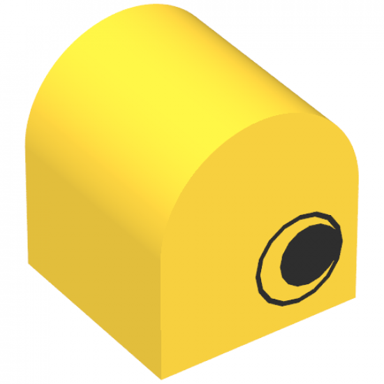 Duplo, Brick 2 x 2 x 2 Curved Top with Eye Pattern on Two Sides