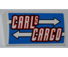 Slope, Curved 2 x 4 x 2/3 without Bottom Tubes with 'CARLS CARGO' and White Arrows Pattern (Sticker) - Set 8198