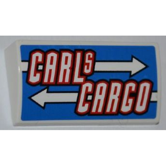 Slope, Curved 2 x 4 x 2/3 without Bottom Tubes with 'CARLS CARGO' and White Arrows Pattern (Sticker) - Set 8198