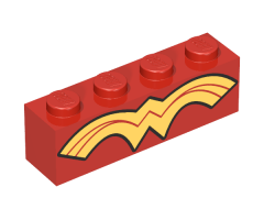 Brick 1 x 4 with Gold Wonder Woman Logo Pattern