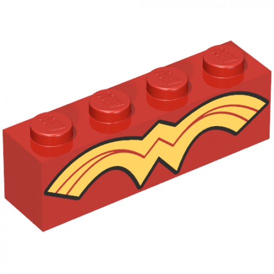 Brick 1 x 4 with Gold Wonder Woman Logo Pattern