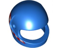 Minifigure, Headgear Helmet Motorcycle (Standard) with Red and White Checkered Flags on Sides Pattern