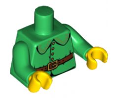 Torso Rounded Collar, 4 Gold Buttons and Brown Belt with Gold Buckle Pattern / Green Arms / Yellow Hands