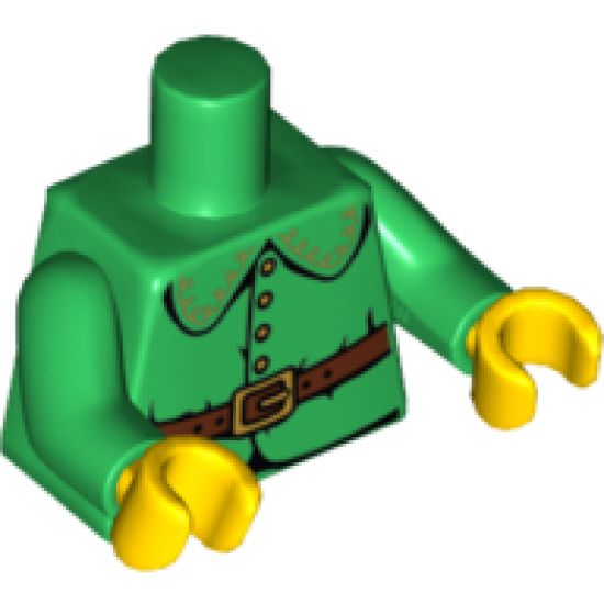 Torso Rounded Collar, 4 Gold Buttons and Brown Belt with Gold Buckle Pattern / Green Arms / Yellow Hands