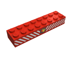 Brick 2 x 8 with Fire Logo Badge and White Diagonal Stripes Pattern