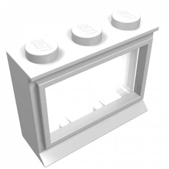 Window 1 x 3 x 2 with Extended Lip and Solid Studs, with Fixed Glass