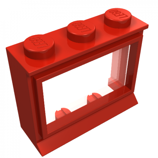 Window 1 x 3 x 2 with Extended Lip and Solid Studs, with Fixed Glass