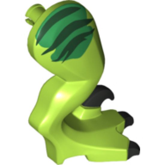 Animal, Body Part Dinosaur Leg Large (Rear) Raptor Right with Pin, Black Claws and Dark Green Stripes over Green Pattern