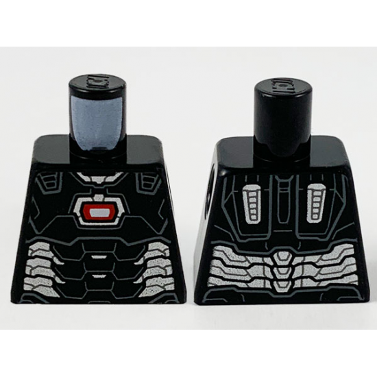 Torso Armor, Dark Bluish Gray Panel Lines, Red Arc Reactor and Silver Trim Pattern