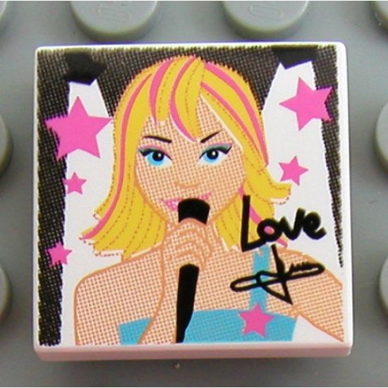 Tile 2 x 2 with 'Love' and Female Singer Pattern
