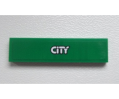 Tile 1 x 4 with Silver 'CITY' on Green Background Pattern (Sticker) - Set 60020