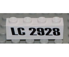 Brick 1 x 4 with Black 'LC 2928' Pattern (Sticker) - Set 2928