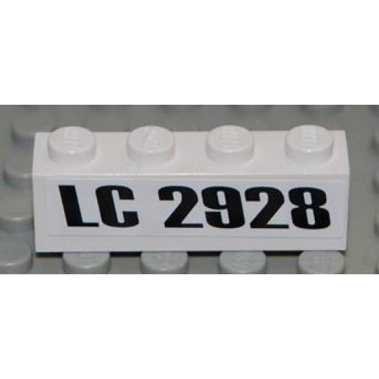 Brick 1 x 4 with Black 'LC 2928' Pattern (Sticker) - Set 2928