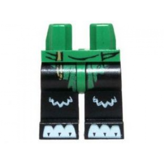 Hips and Black Legs with Green Loincloth and White Paws Pattern
