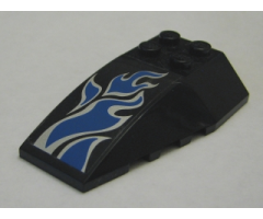 Wedge 6 x 4 Triple Curved with Blue Flames / Waves Pattern (Sticker) - Set 7045
