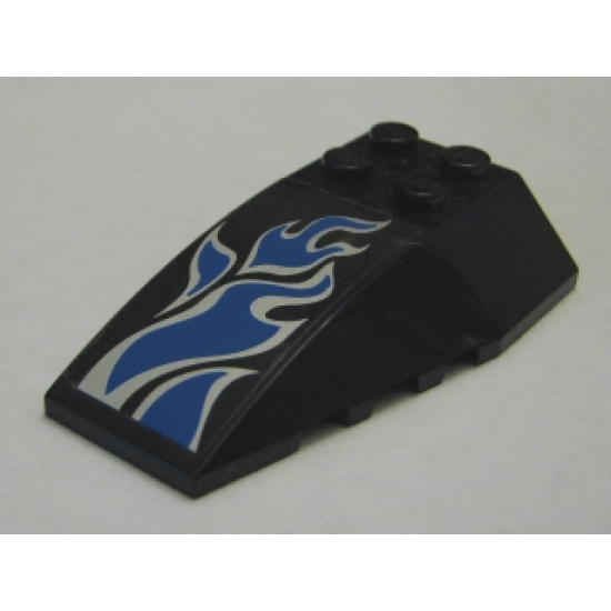 Wedge 6 x 4 Triple Curved with Blue Flames / Waves Pattern (Sticker) - Set 7045