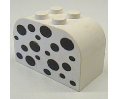 Slope, Curved 4 x 2 x 2 Double with Four Studs with Black Spots Pattern
