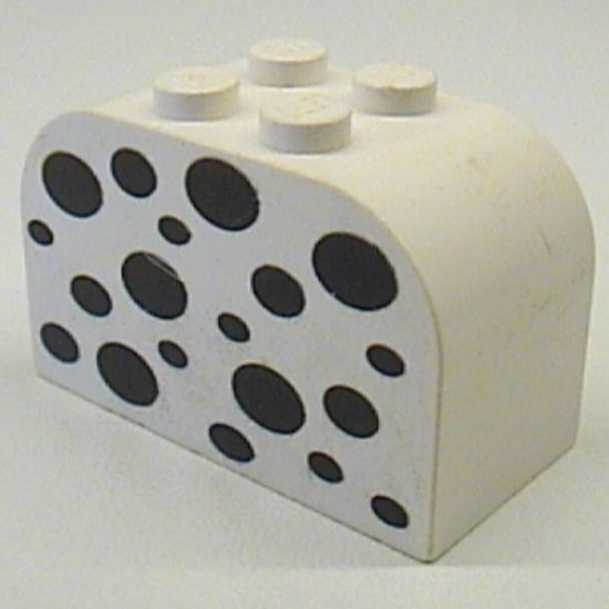 Slope, Curved 4 x 2 x 2 Double with Four Studs with Black Spots Pattern