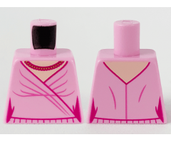 Torso Female Dress, Light Nougat Neck, Magenta and Gold Necklace, Magenta Hem and Gather Lines Pattern