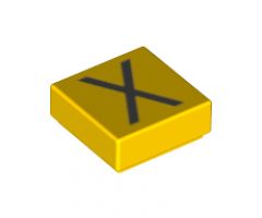 Tile 1 x 1 with Silver Capital Letter X Pattern