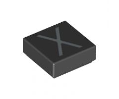 Tile 1 x 1 with Silver Capital Letter X Pattern