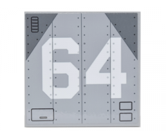 Tile 6 x 6 with Bottom Tubes with White '64' on Metal Aircraft Panels with Rivets and Dark Bluish Gray Corners Pattern (Sticker) - Set 76042