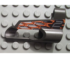 Technic, Panel Fairing # 5 Small Short, Large Hole, Side A with '2', Silver, Black and Orange Pattern (Sticker) - Set 8468