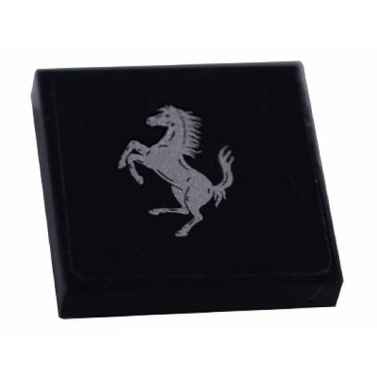 Tile 2 x 2 with Ferrari Logo, Silver Horse Large Pattern (Sticker) - Set 8652