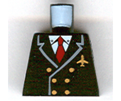 Torso Airplane Pilot, Suit Double Breasted, Red Tie, Gold Buttons and Logo Pin Pattern