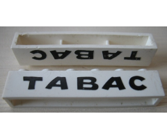 Brick 1 x 6 without Bottom Tubes with Cross Side Supports with Black 'TABAC' Pattern