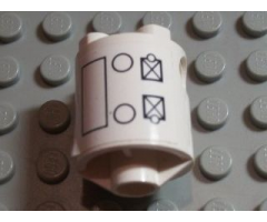 Brick, Round 2 x 2 x 2 Robot Body with Black Circles, Rectangle and Square Outlines Pattern on Both Sides (Stickers) - Set 7467