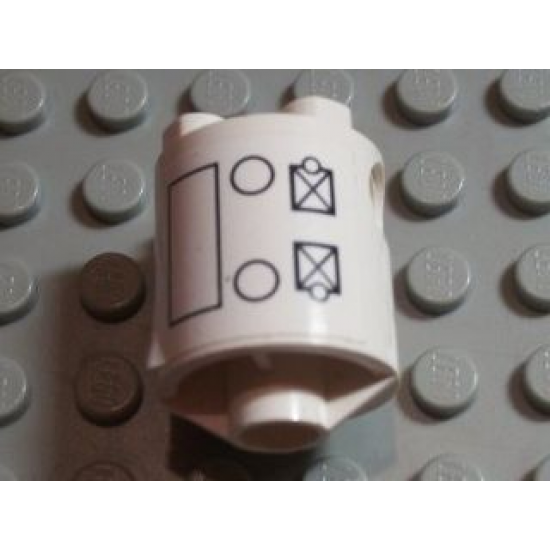 Brick, Round 2 x 2 x 2 Robot Body with Black Circles, Rectangle and Square Outlines Pattern on Both Sides (Stickers) - Set 7467