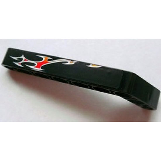 Technic, Liftarm 1 x 9 Bent (7 - 3) Thick with Flames Pattern Model Right (Sticker) - Set 8646