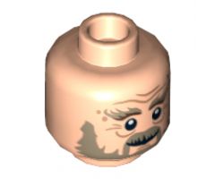 Minifigure, Head Dual Sided LotR Beard Dark Tan, Bushy Eyebrows, Wrinkles, White Pupils, Smile / Shouting Pattern (Radagast) - Hollow Stud