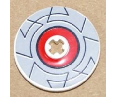 Technic, Disk 3 x 3 with Light Gray Border Around Red Circle Pattern (Sticker) - Sets 8482 / 8483