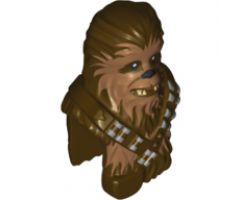 Minifigure, Head, Modified SW Wookiee with Double Bandolier and Pouch, Chewbacca with Dark Tan Face Fur and Teeth Pattern