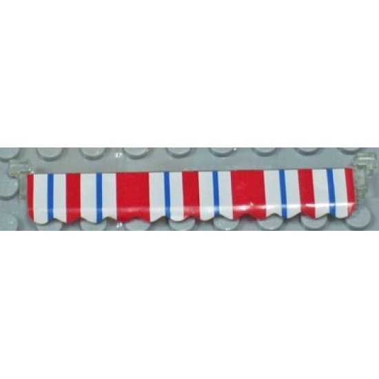 Garage Roller Door Section without Handle with Stripes Blue and Red on Scalloped Awning Pattern (Sticker) - Set 6374