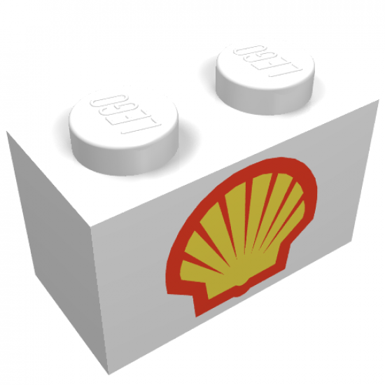 Brick 1 x 2 with Shell Logo I Pattern