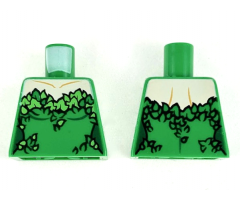 Torso Female Strapless Top, Light Nougat Neck, Green and Bright Green Leaves Pattern
