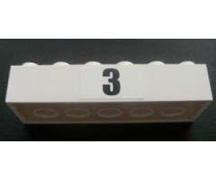 Brick 2 x 6 with Black '3' Pattern (Sticker) - Set 8672