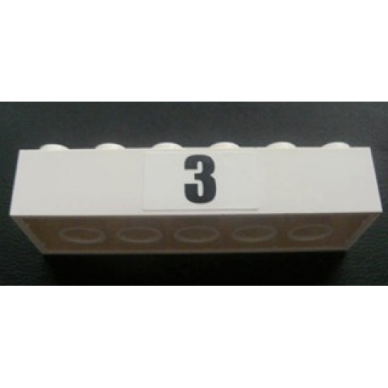 Brick 2 x 6 with Black '3' Pattern (Sticker) - Set 8672