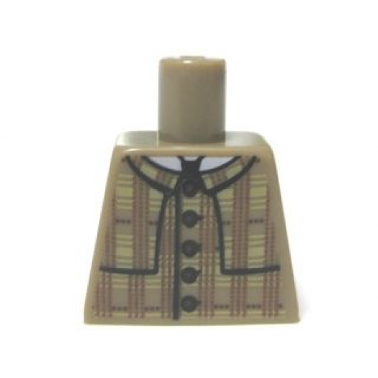 Torso Plaid Coat with Layered Shoulder Detailing and Red Buttons Pattern