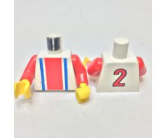 Torso Soccer Vertical Striped Red/Blue and No. 2 Back Pattern / Red Arms / Yellow Hands