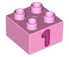 Duplo, Brick 2 x 2 with Number 1 Dark Pink Pattern