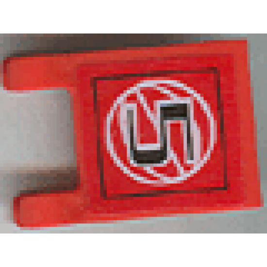 Flag 2 x 2 Square with Black Number 5 on Red Background with White Basketball Pattern (Sticker) - Set 3432