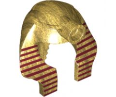 Minifigure, Headgear Headdress Mummy with Dark Red Stripes on Metallic Gold Pattern